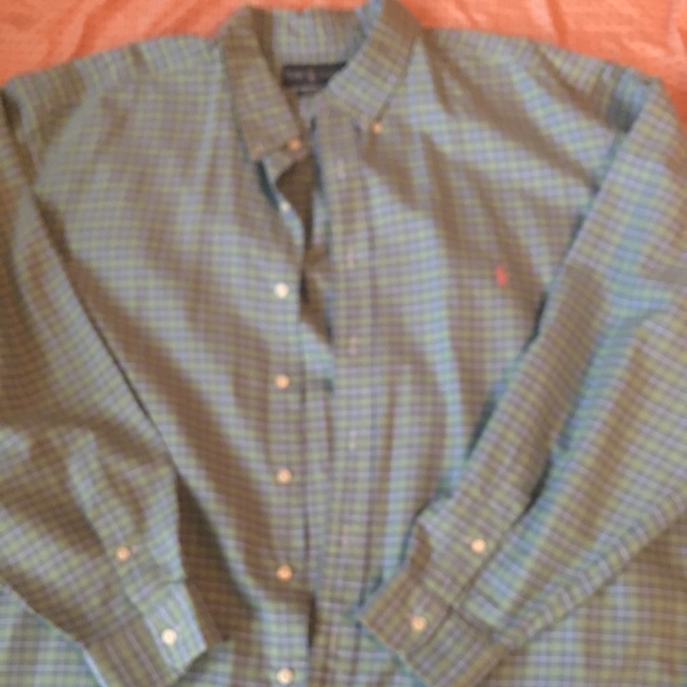 Polo Men's Plaid Stretch Classic Fit Cotton Button